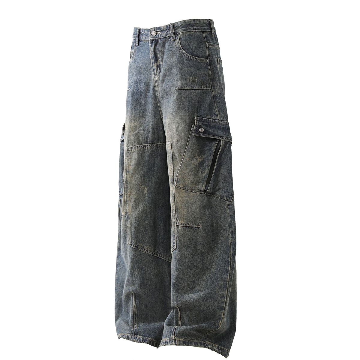 Heavyweight Multi-Pocket Washed Vintage Loose Jean