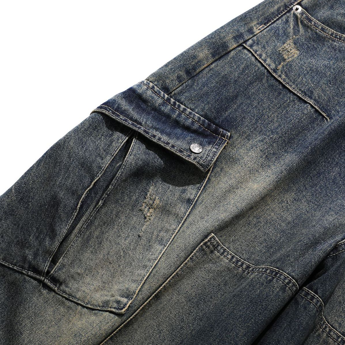 Heavyweight Multi-Pocket Washed Vintage Loose Jean