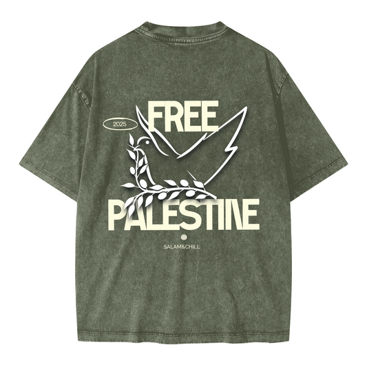 Free Palestine Oversized Snow Wash T-shirt