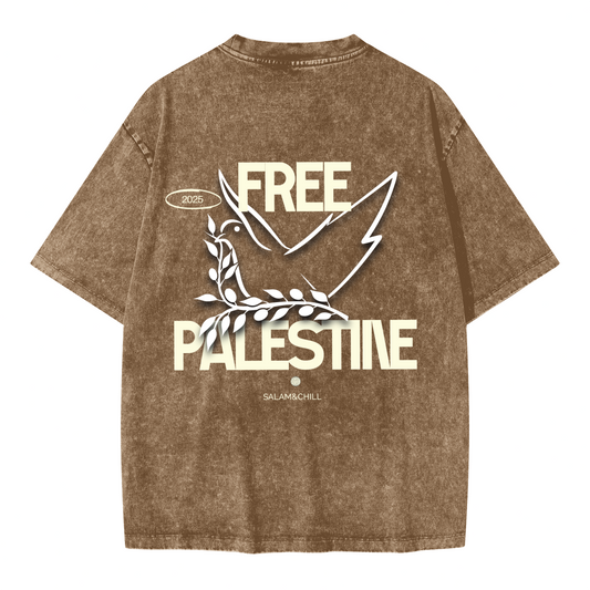 Free Palestine Oversized Snow Wash T-shirt