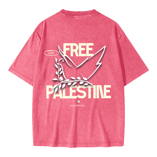 Free Palestine Oversized Snow Wash T-shirt